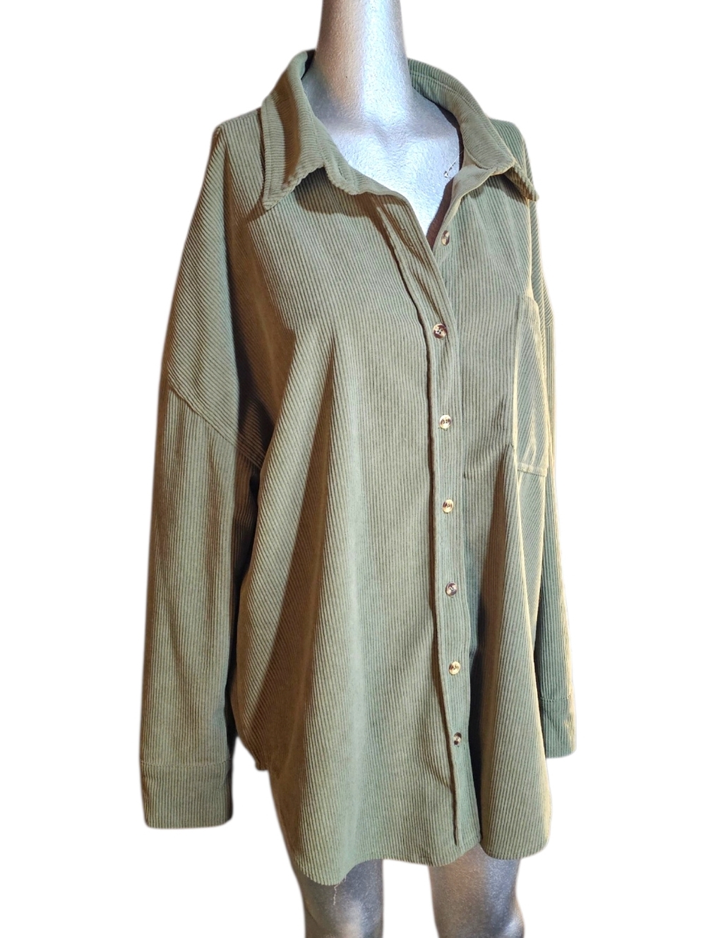 🌼4/$30 **🧥 Corduroy Shacket Jacket | Oversized Button Down | V-Neck | Size 2XL